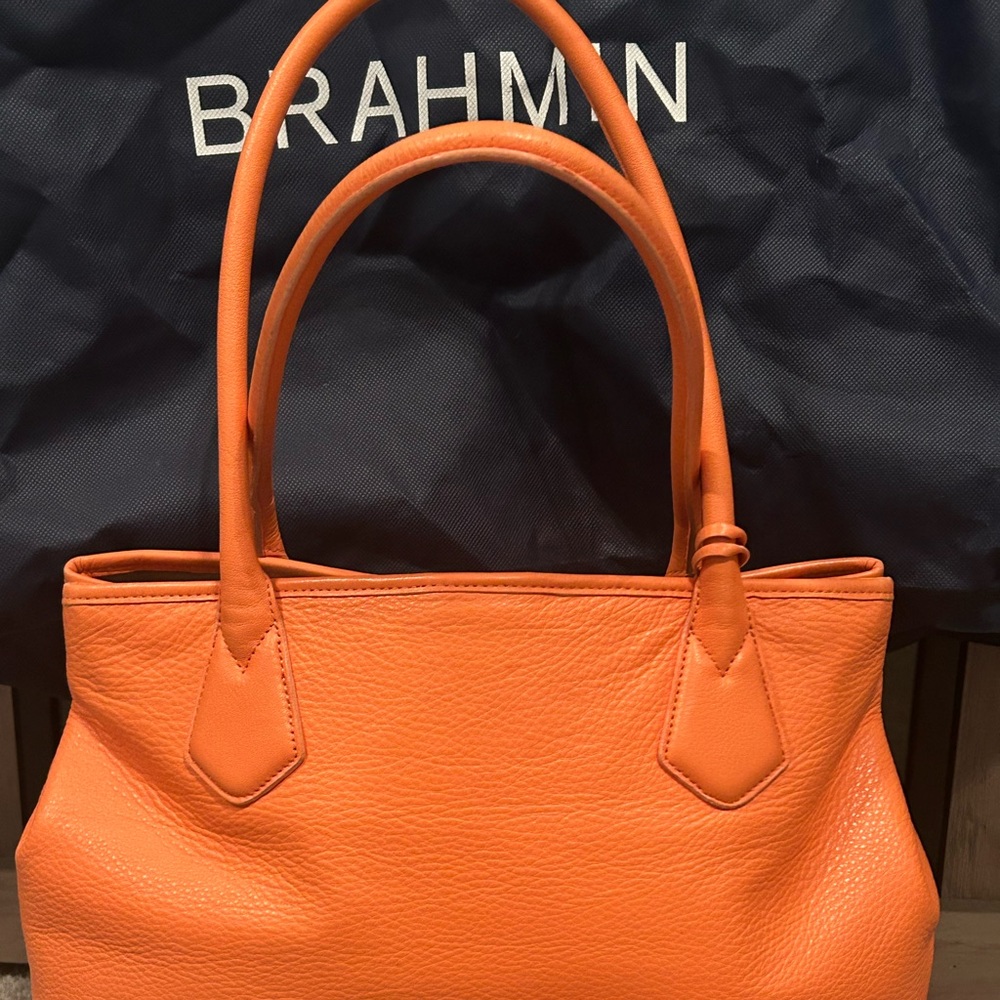 Brahmin Coral Pebbled Leather Tote & Matching Zip-Around Wallet Set - Picture 2 of 16